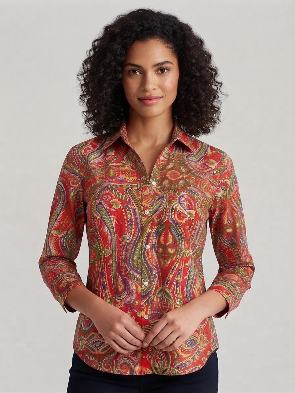 VINTAGE Ralph Lauren Red Paisley Button-Down Shirt